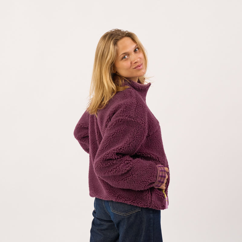 SHE58 - Veste en sherpa femme zippée manche longue - Prune