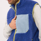 SHE61 - Veste en sherpa femme zippée sans manche - Bleu