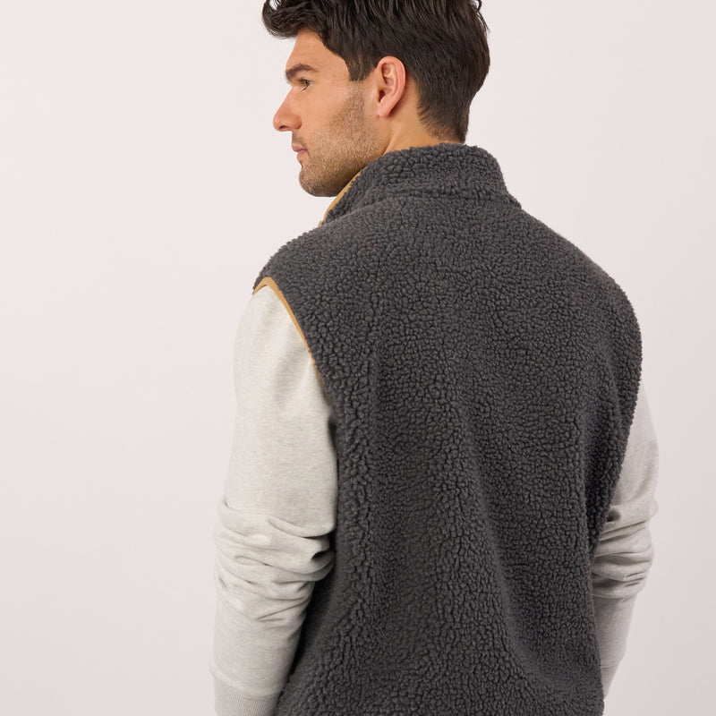 SHE62 - Veste en sherpa homme zippée sans manche - Gris