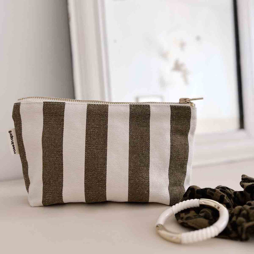 Trousse Sofia - Rayures Olive Greige