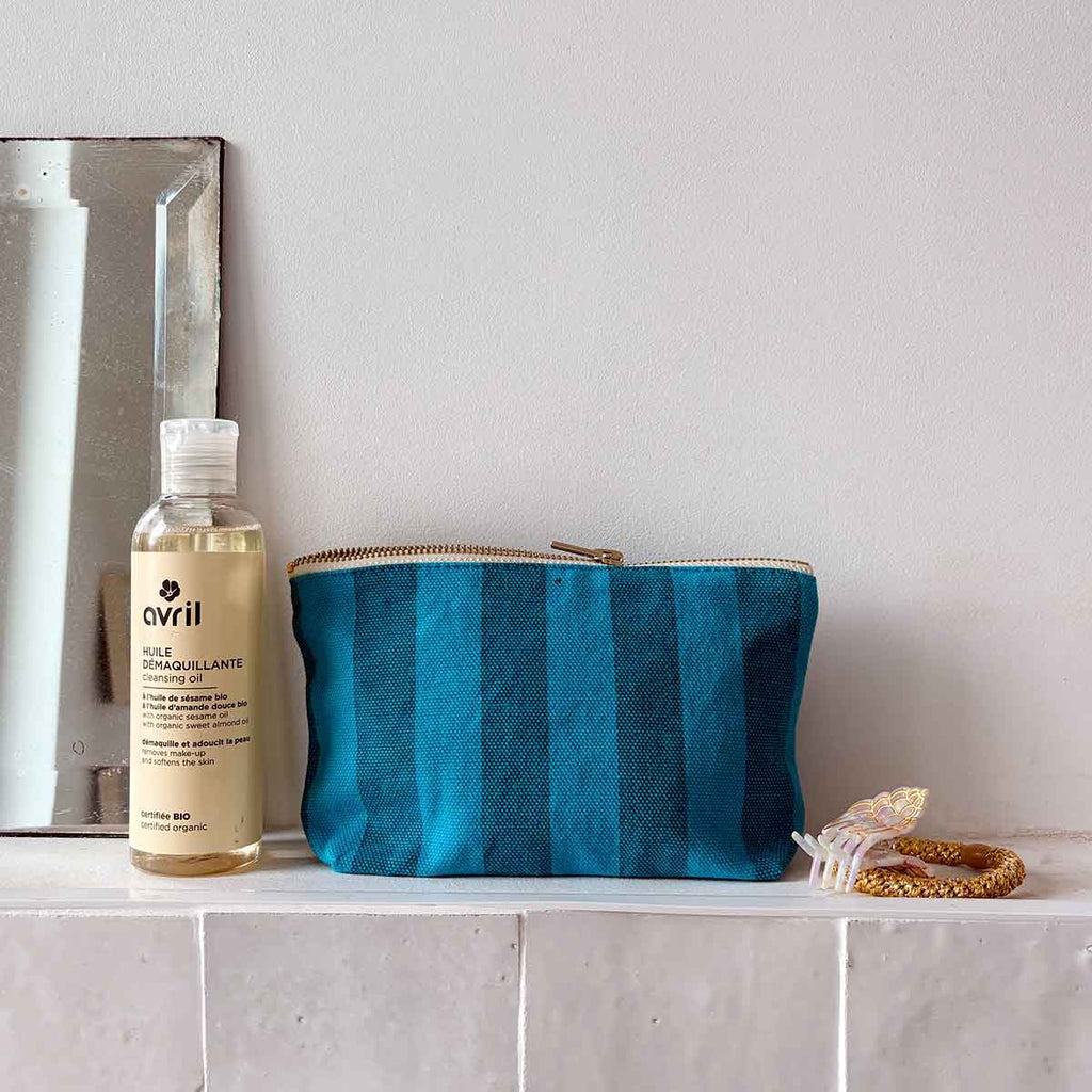 Trousse Sofia - Rayures Tahitian Turquoise