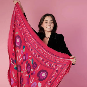 Balkans Fuchsia - Foulard en laine et soie