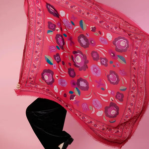 Balkans Fuchsia - Foulard en laine et soie