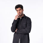 SUR04- Surchemise en maille infroissable - Noir