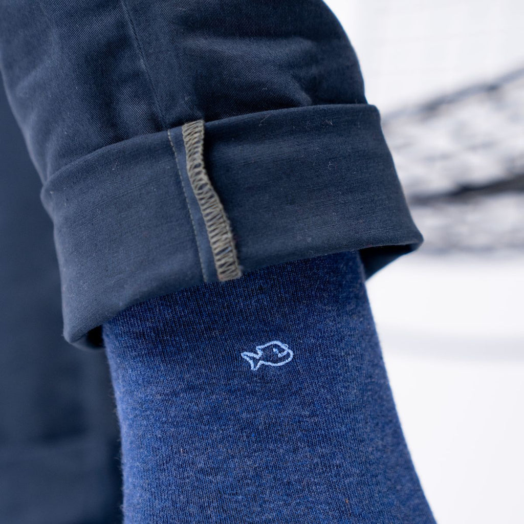 UF02 Chaussettes en coton peigné unies - Marine chiné - Homme
