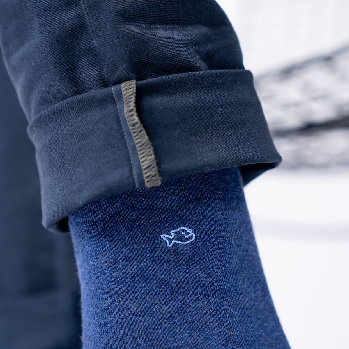 UF02 Chaussettes en coton peigné unies - Marine chiné - Homme