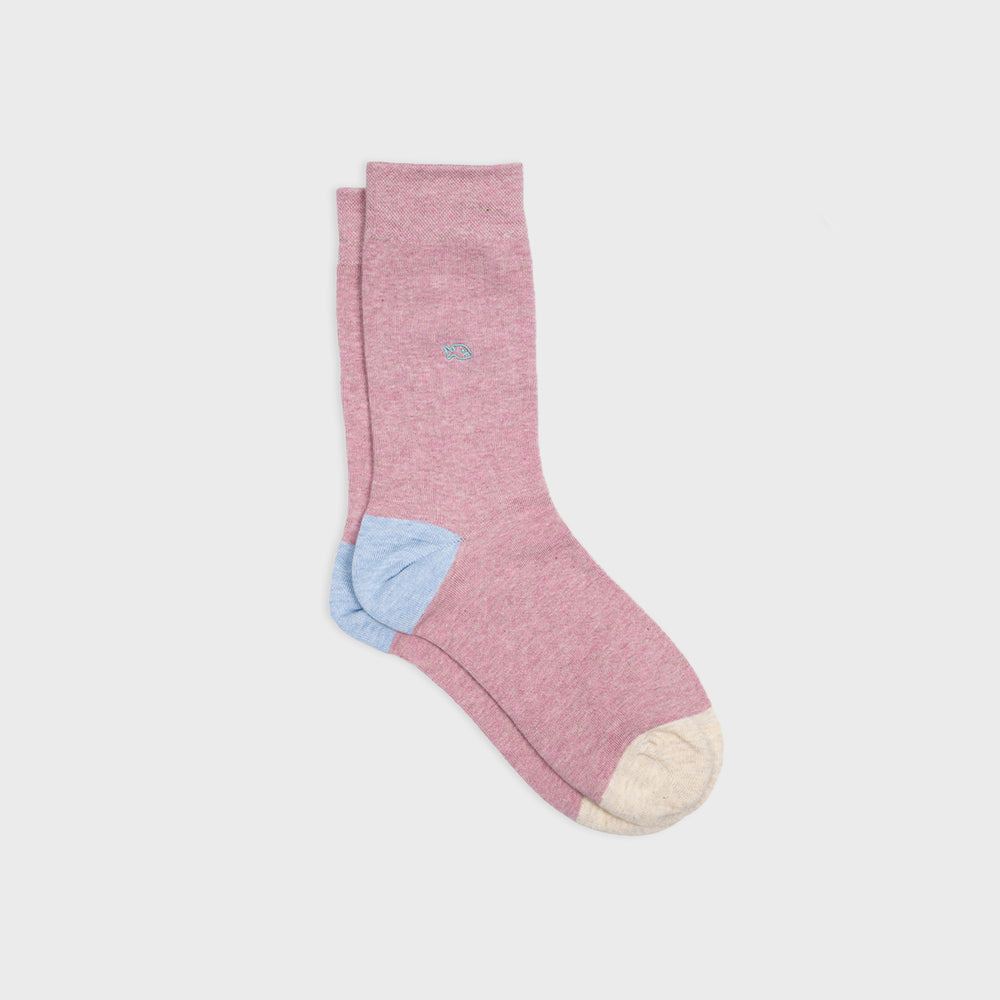Chaussettes en coton peigné Unies - Rose chiné#UF06 - Homme