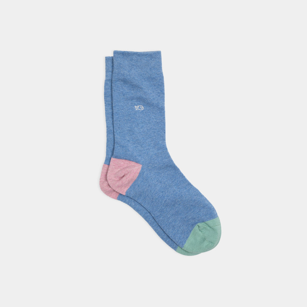 Chaussettes en coton peigné Unies - Bleu chiné #UF07 - Homme