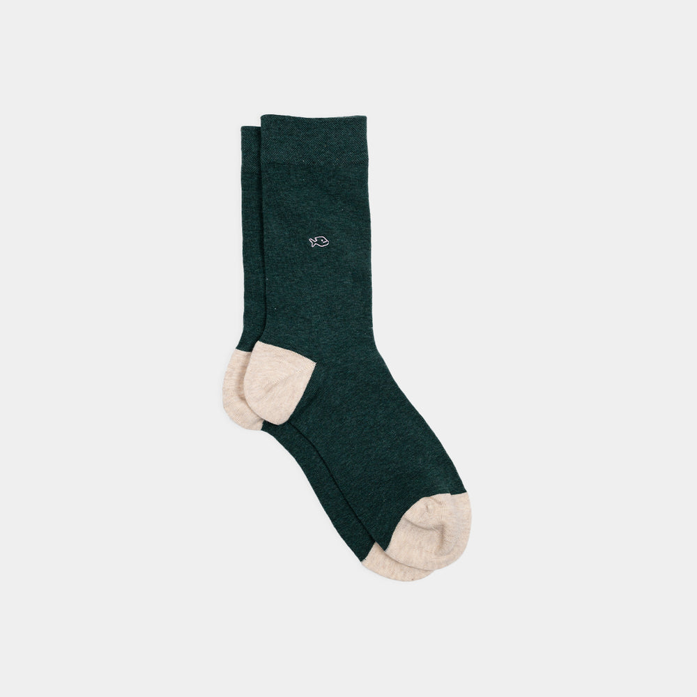Chaussettes en coton peigné Unies - Vert foncé chiné #UF08 - Homme