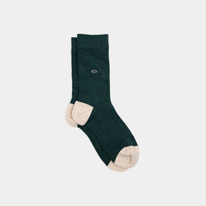 Chaussettes en coton peigné Unies - Vert foncé chiné #UF08 - Homme