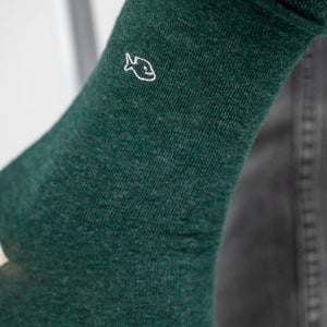 Chaussettes en coton peigné Unies - Vert foncé chiné #UF08 - Homme