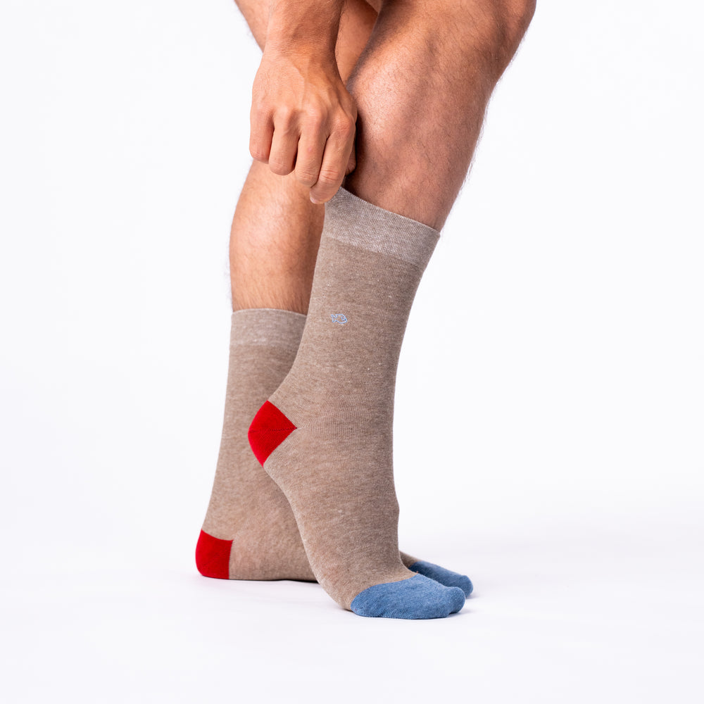 UF12 Chaussettes en coton peigné Unies - Marron - Homme