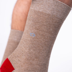 UF12 Chaussettes en coton peigné Unies - Marron - Homme