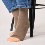 UF15 Chaussettes en coton peigné unies - Marron chiné - Homme