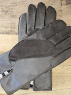 Gabriel - Gant en cuir lisse et suédine Homme -  Ebony