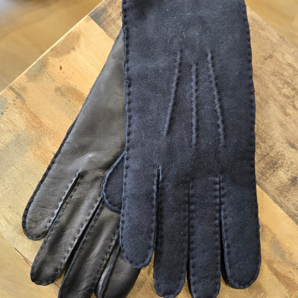 Hubert - Gant en cuir lisse et suédine Homme - Navy