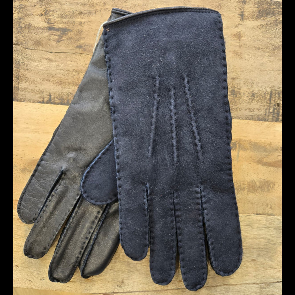 Hubert - Gant en cuir lisse et suédine Homme - Navy