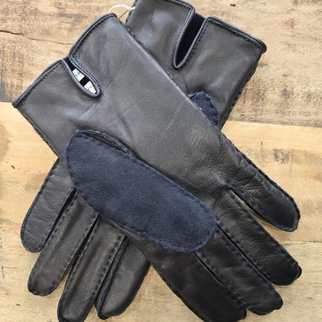 Hubert - Gant en cuir lisse et suédine Homme - Navy
