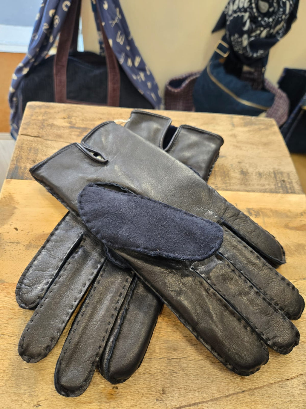 Hubert - Gant en cuir lisse et suédine Homme - Navy