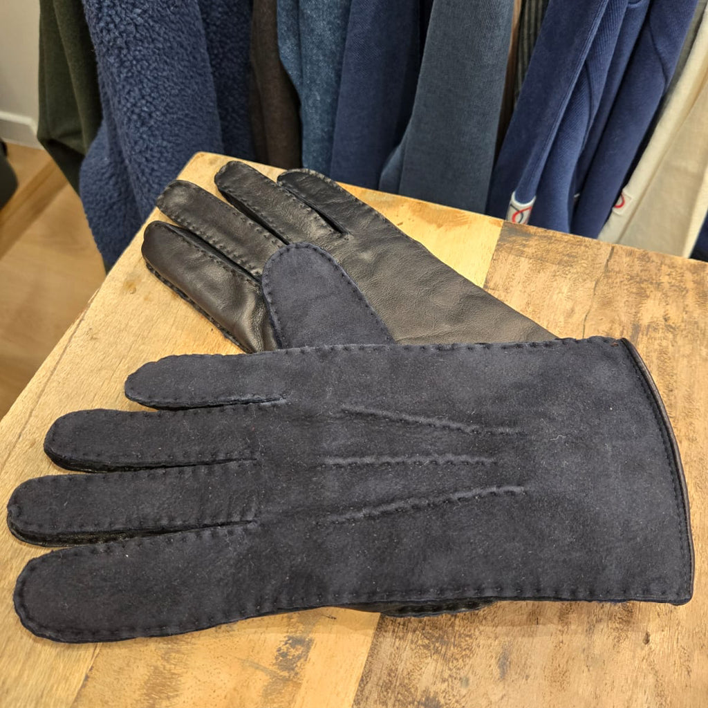 Hubert - Gant en cuir lisse et suédine Homme - Navy