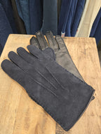 Hubert - Gant en cuir lisse et suédine Homme - Navy