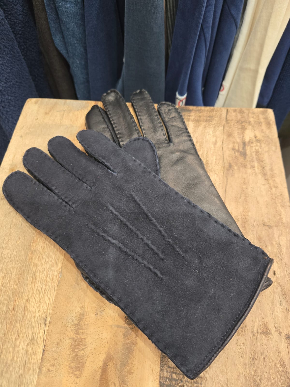 Hubert - Gant en cuir lisse et suédine Homme - Navy