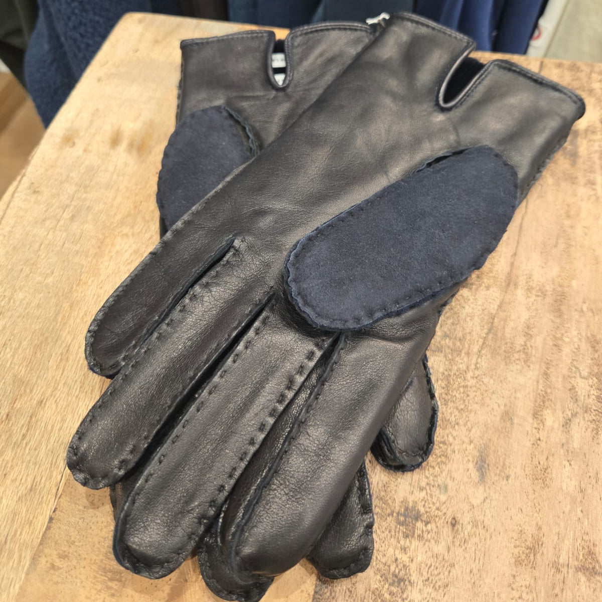 Hubert - Gant en cuir lisse et suédine Homme - Navy