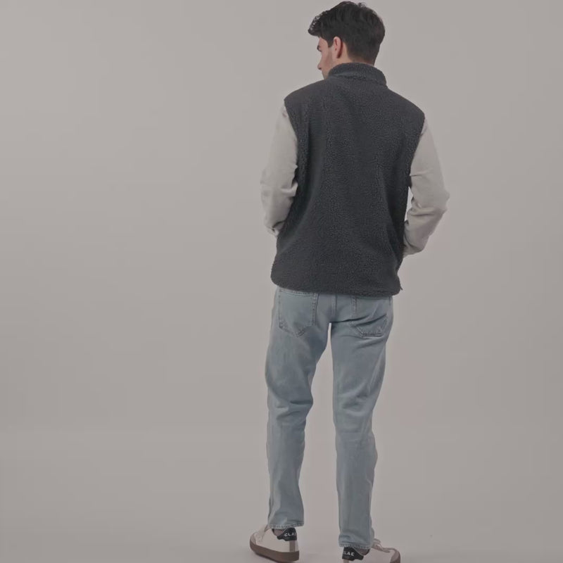 SHE62 - Veste en sherpa homme zippée sans manche - Gris