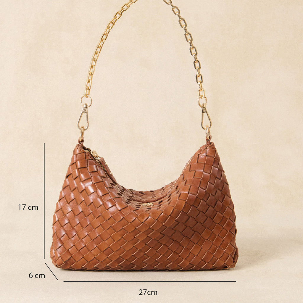 Sac petit tressé Serion Violette - Camel
