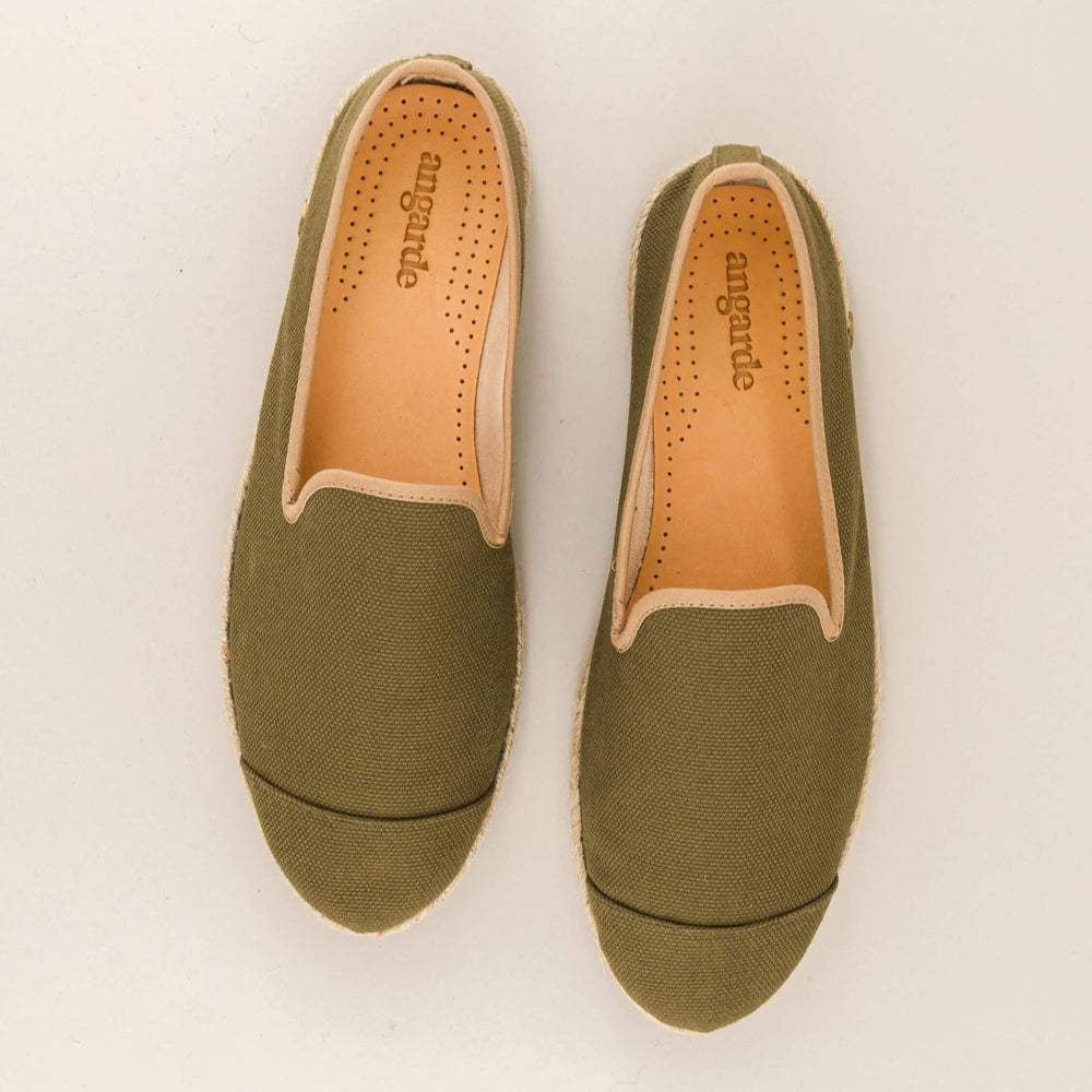 Espadrille homme coton, olive beige- Homme