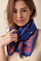 Latika - Cerisier - Bleu- Grand Foulard Apaches