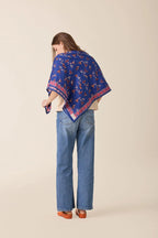 Latika - Cerisier - Bleu- Grand Foulard Apaches