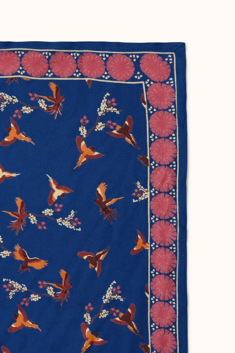 Latika - Cerisier - Bleu- Grand Foulard Apaches