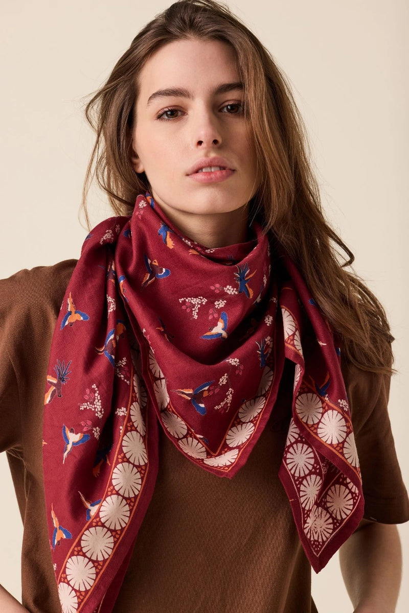 Grand Foulard Apaches Latika - Cerisier - Dahlia