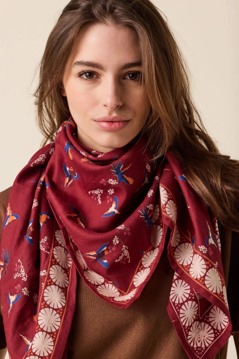 Grand Foulard Apaches Latika - Cerisier - Dahlia