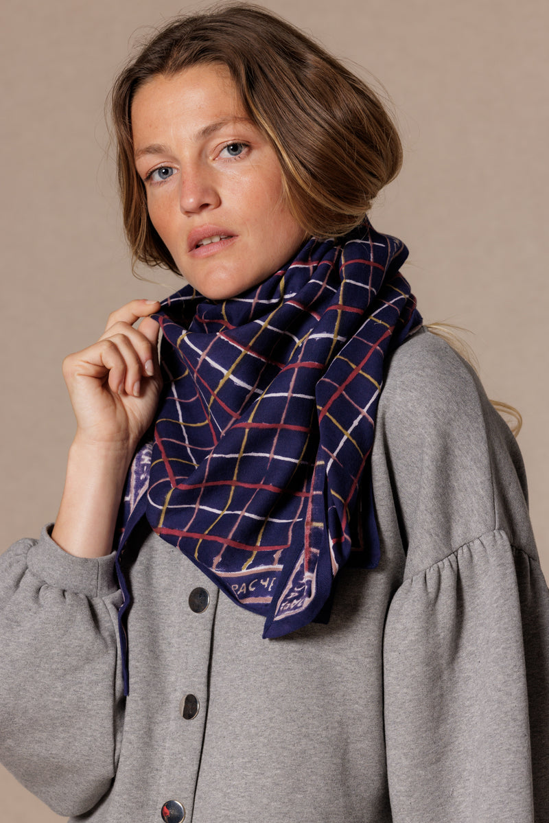 Grand Foulard Apaches Latika - Cahier - Indigo