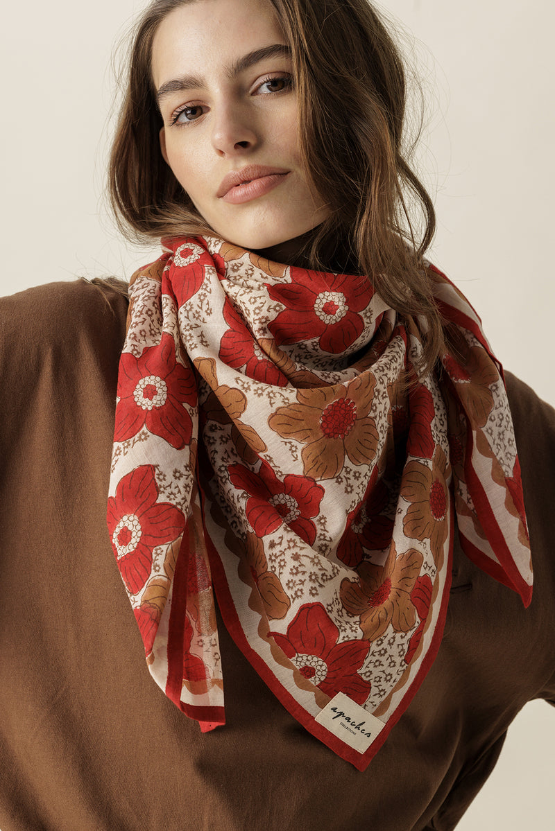 Dupatta - Zinnia Fiesta -  Foulard Apaches en voile de coton