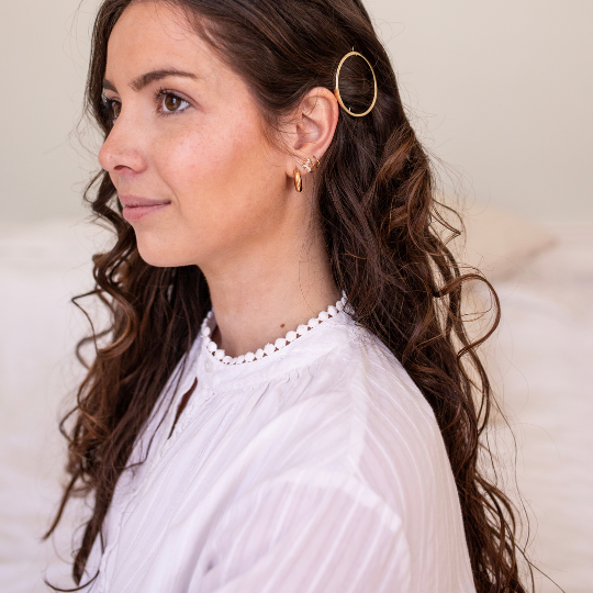 Barrette à cheveux ronde dorée