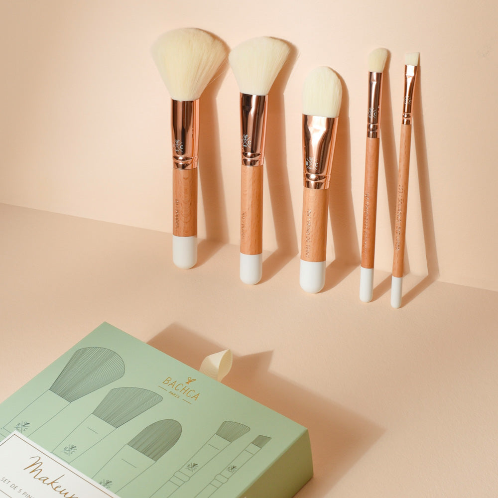Kit pinceaux maquillage en bois naturel