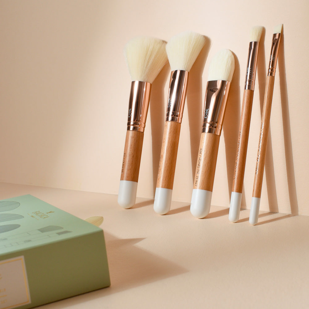 Kit pinceaux maquillage en bois naturel