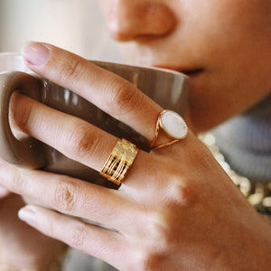 Bague - Cornelia - pierre de soleil ou quartz rose