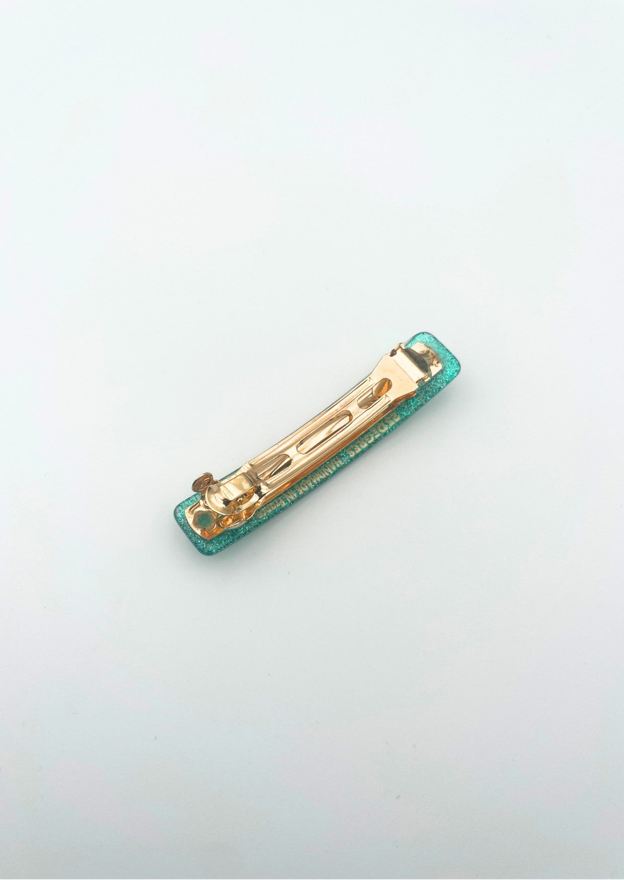 Barrette PAILLETTES TURQUOISE - clic-clac 6 cm