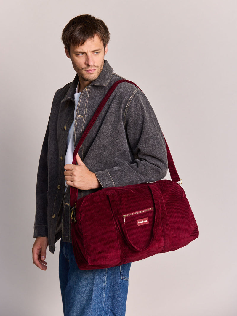 Sac à langer Basile - Velours Bordeaux