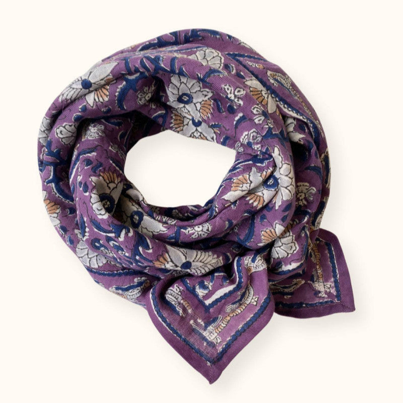 Grand Foulard Apaches Latika - Bird  - Prune