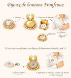 Iris Cristal Rose - Bijou 2 en 1 Bijou de bouton &/ou Pins