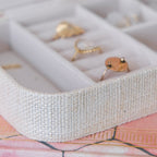 Brigitte effet lin - Beige - Boîte à bijoux de voyage