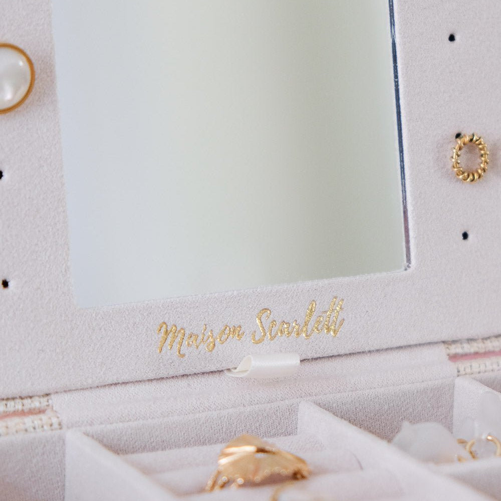 Brigitte effet lin - Beige - Boîte à bijoux de voyage
