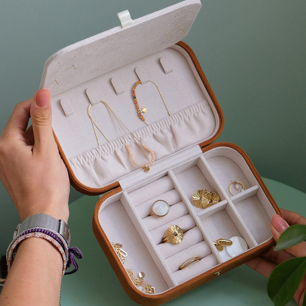 Brigitte en velours côtelé - Beige - Boîte à bijoux de voyage