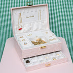 Denise effet lin - Rose - Boîte à bijoux