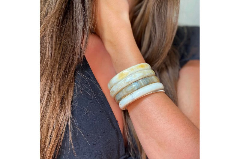 Billy - Naturel Clair - bracelet en corne bicolore